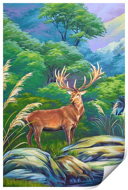 red deer Print by Peter Righteous