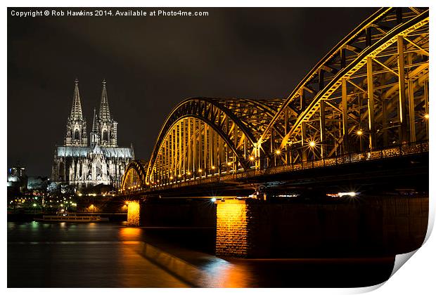  Köln bei Nacht Print by Rob Hawkins