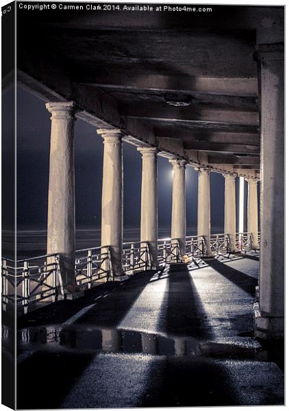 Blackpool Promenade in the Rain Canvas Print by Carmen Clark