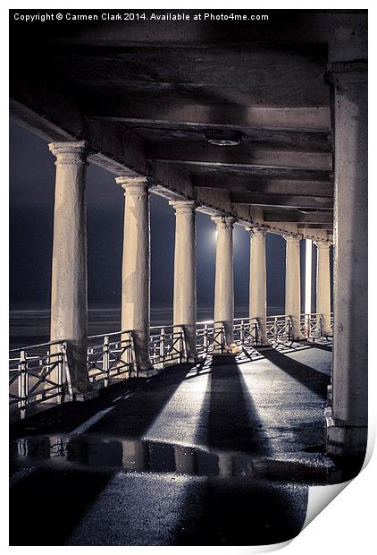 Blackpool Promenade in the Rain Print by Carmen Clark