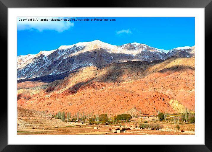  A farm besids the mountain, Framed Mounted Print by Ali asghar Mazinanian