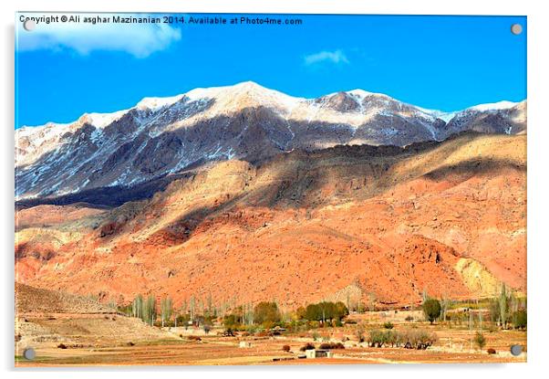  A farm besids the mountain, Acrylic by Ali asghar Mazinanian