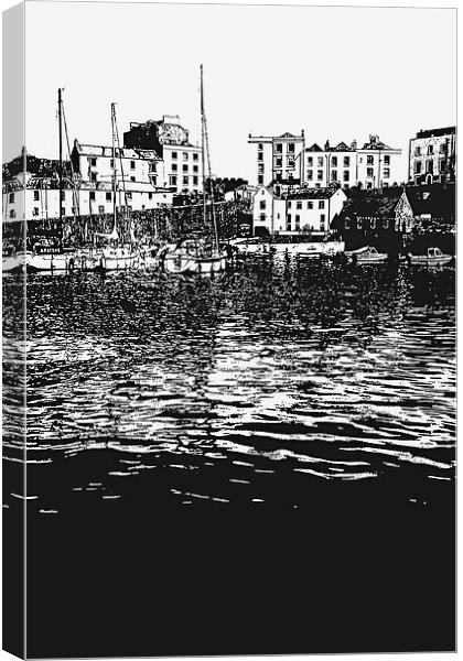 Tenby Harbour, west wales as a sketch effect Canvas Print by Jonathan Evans
