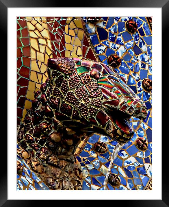 Gaudi Mosaic - Snake Head Framed Mounted Print by Mike Marsden
