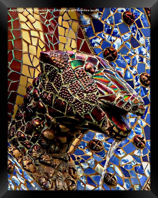 Gaudi Mosaic - Snake Head Framed Print by Mike Marsden