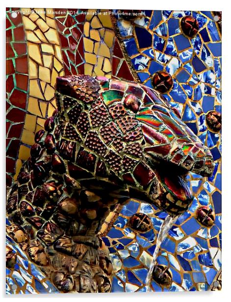Gaudi Mosaic - Snake Head Acrylic by Mike Marsden