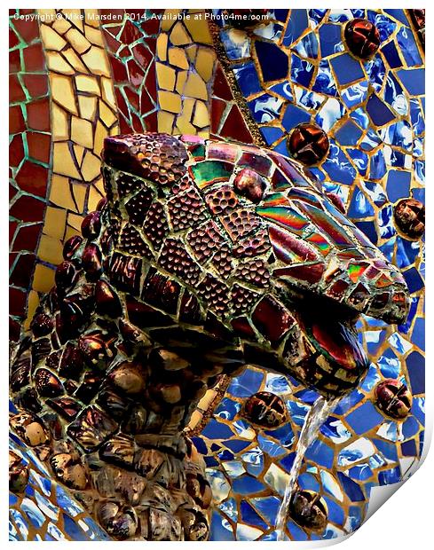 Gaudi Mosaic - Snake Head Print by Mike Marsden