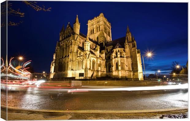  Norwich Roman Catholic Cathedral at night Canvas Print by Darren Carter