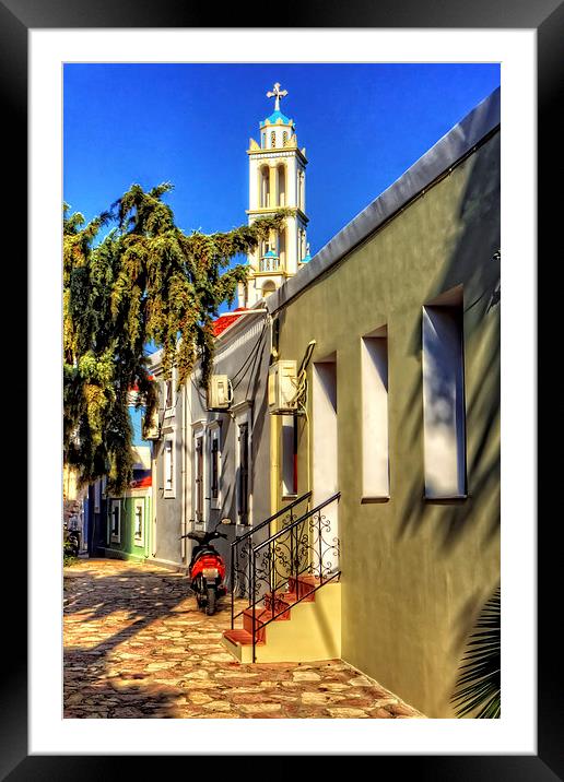 Bell Tower and Alley Framed Mounted Print by Tom Gomez