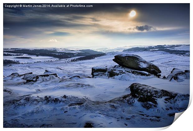  Low winter sun over Higger Tor Print by K7 Photography