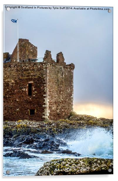 Storm at Portencross Castle Acrylic by Tylie Duff Photo Art