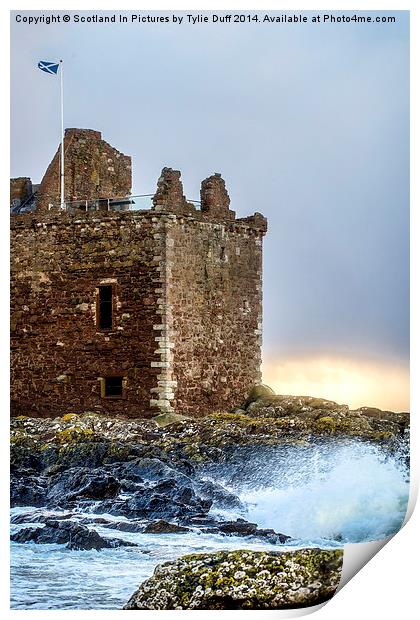 Storm at Portencross Castle Print by Tylie Duff Photo Art