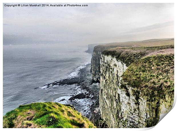  Bempton Cliffs. Print by Lilian Marshall