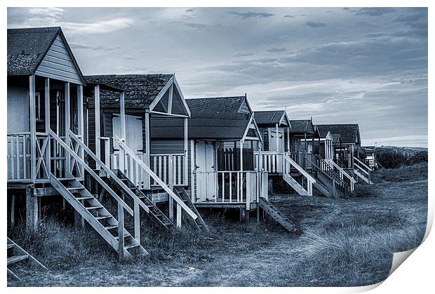 Old Hunstanton Beach Huts Cyanotype Print by John Edwards