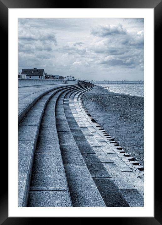 North Beach, Heacham, Norfolk - Cyanotype Framed Mounted Print by John Edwards