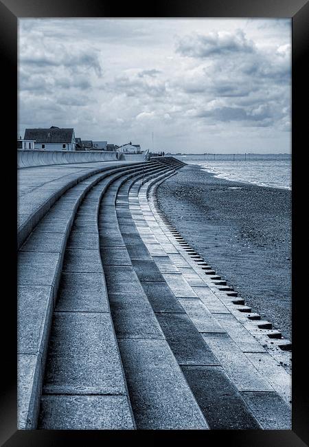 North Beach, Heacham, Norfolk - Cyanotype Framed Print by John Edwards