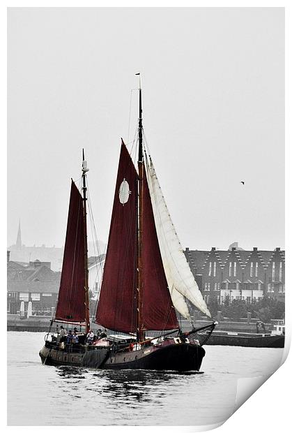  Thames Barge Print by Simon Hackett