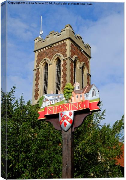 Messing village sign  Canvas Print by Diana Mower