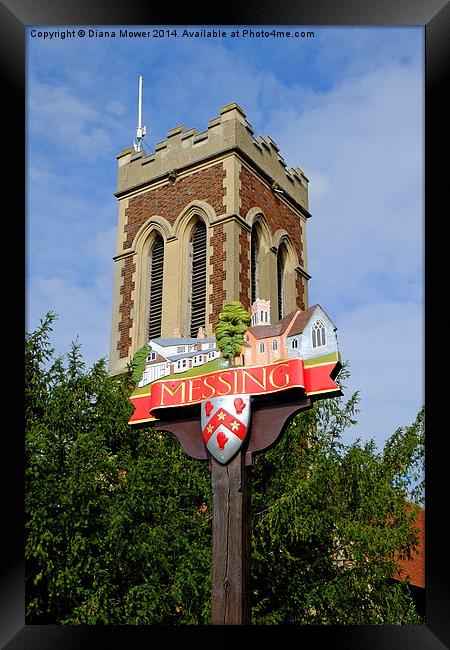 Messing village sign  Framed Print by Diana Mower