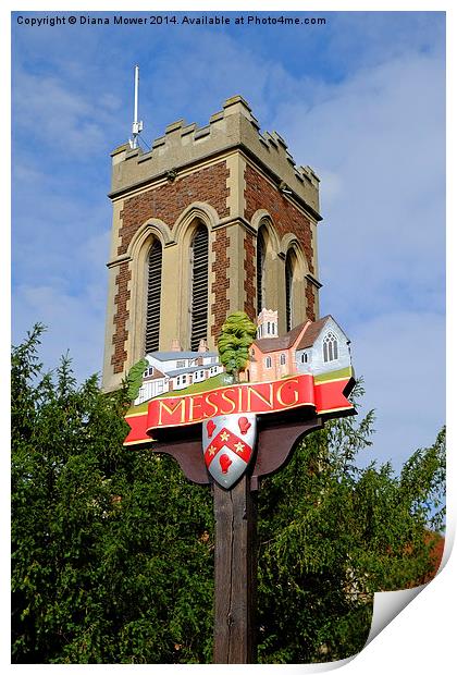 Messing village sign  Print by Diana Mower