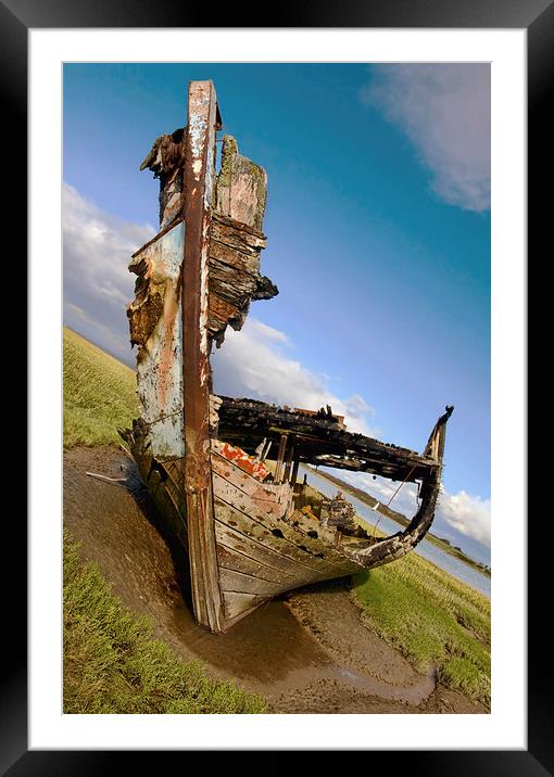 Wooden Boat Wreck Framed Mounted Print by Gary Kenyon