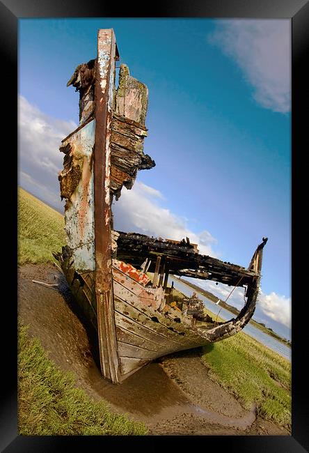  Wooden Boat Wreck Framed Print by Gary Kenyon