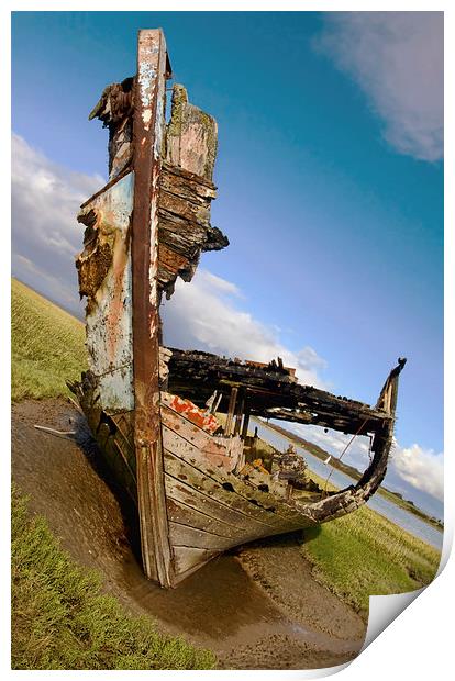  Wooden Boat Wreck Print by Gary Kenyon