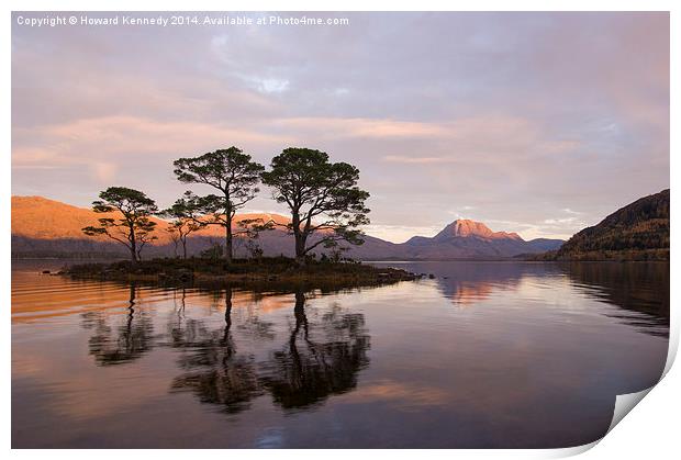 Loch Maree and Slioch at sunset Print by Howard Kennedy