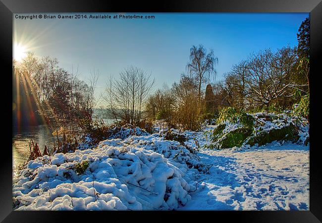 Lakeside Winter Scene Framed Print by Brian Garner