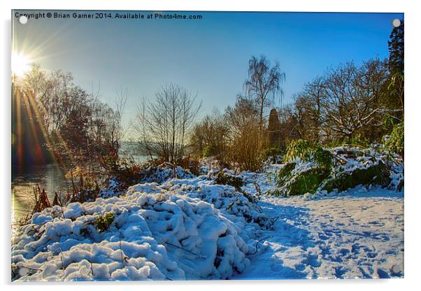 Lakeside Winter Scene Acrylic by Brian Garner