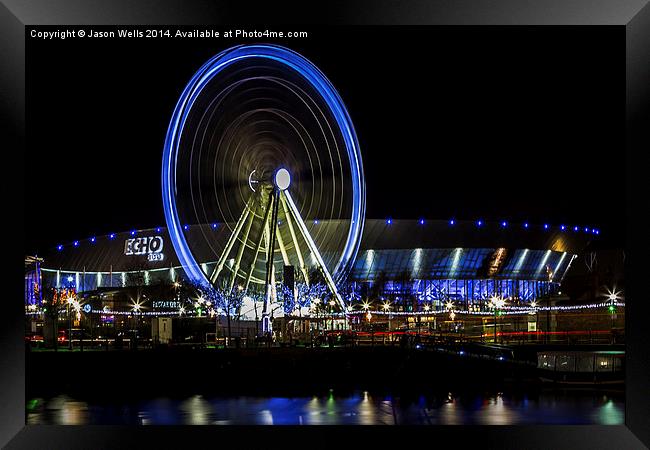  Ferris wheel in front of the Echo Arena Framed Print by Jason Wells