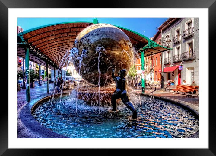 Fountain at the Bus Station Framed Mounted Print by Tom Gomez