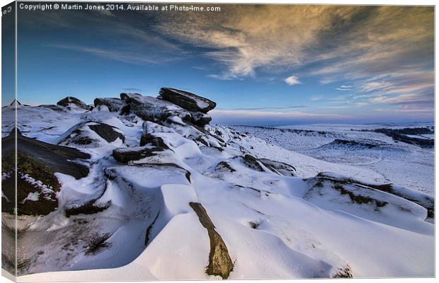  Carl Wark seen from the Ice on Higger Tor Canvas Print by K7 Photography