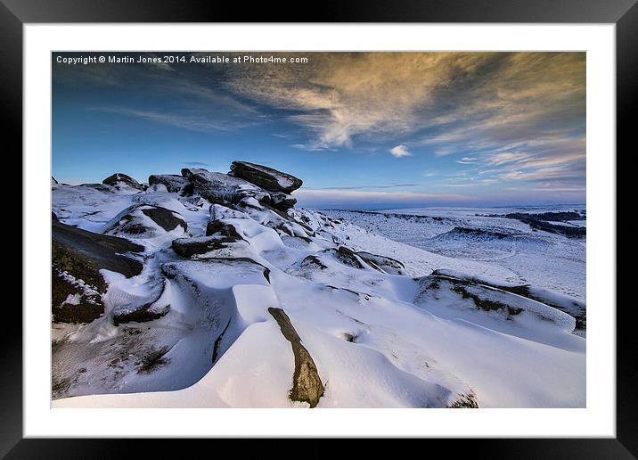  Carl Wark seen from the Ice on Higger Tor Framed Mounted Print by K7 Photography