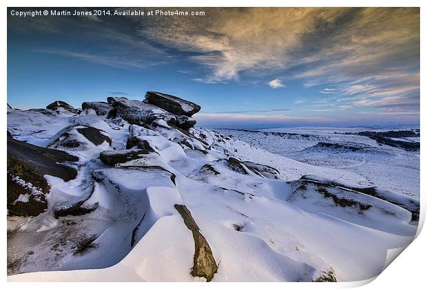  Carl Wark seen from the Ice on Higger Tor Print by K7 Photography