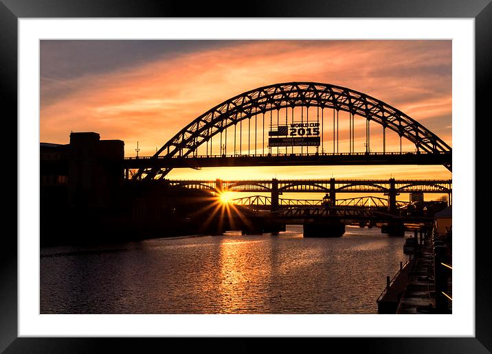  Tyne Bridge Sunset Framed Mounted Print by Northeast Images