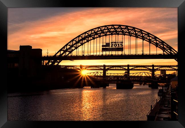  Tyne Bridge Sunset Framed Print by Northeast Images