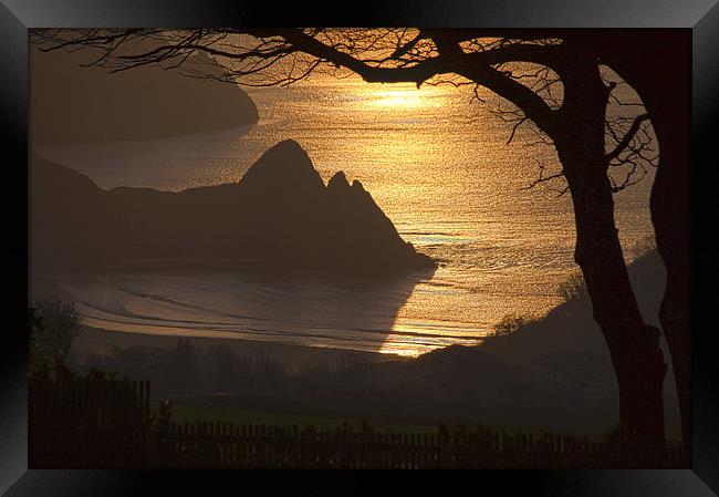  Three Cliffs Bay Gower Framed Print by Leighton Collins