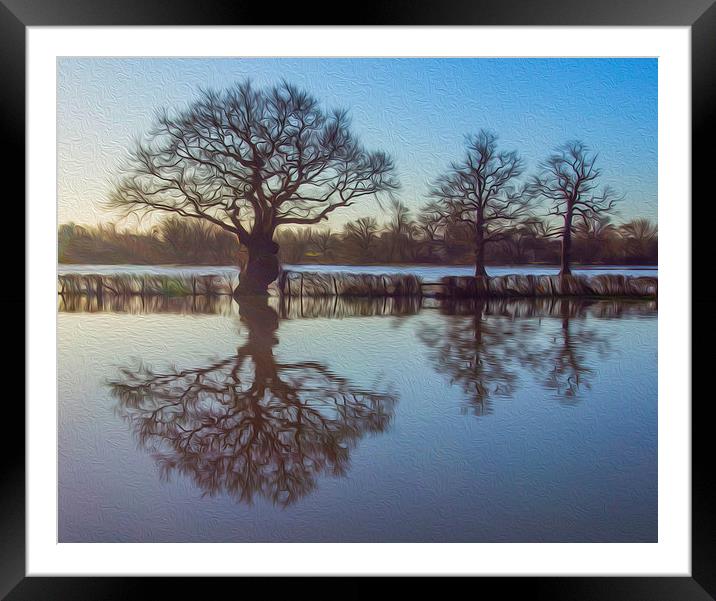  Winter Flood Cobham Framed Mounted Print by Clive Eariss