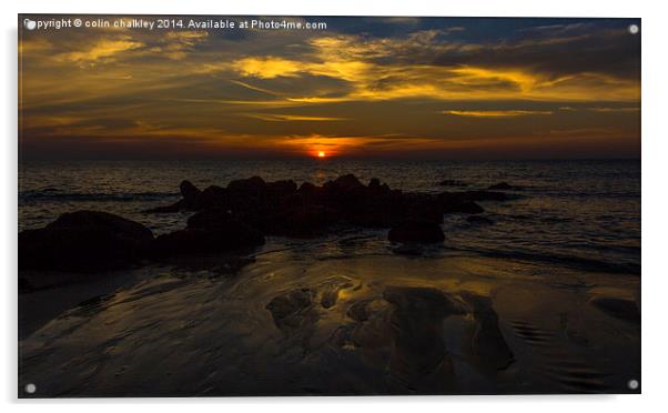  Naithon Beach Sunset Acrylic by colin chalkley