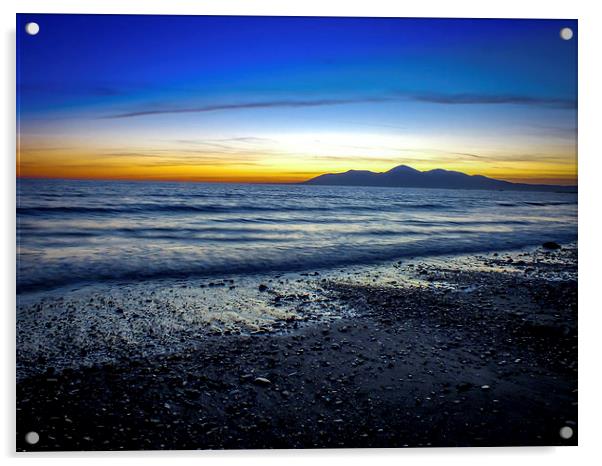 Ireland Seascape - Mountains of Mourne Minerstown Acrylic by Chris Curry