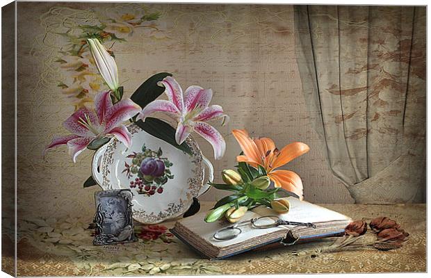  Lilies , Still life  Canvas Print by Irene Burdell