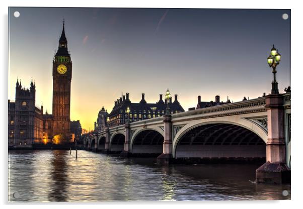 Westminster Bridge and Big Ben Acrylic by David Pyatt