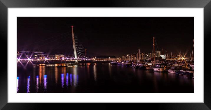  Swansea Sail Bridge at Night. Framed Mounted Print by Becky Dix