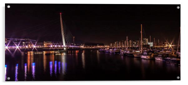  Swansea Sail Bridge at Night. Acrylic by Becky Dix