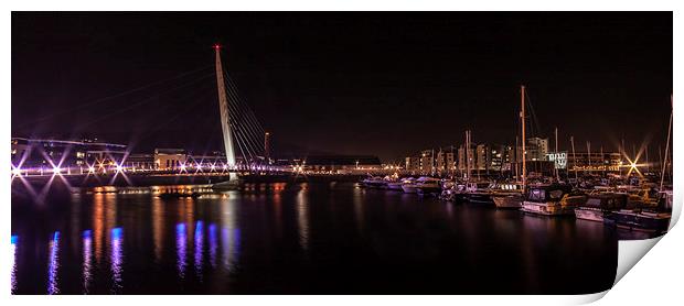  Swansea Sail Bridge at Night. Print by Becky Dix