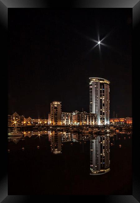  Meridian Tower, Swansea at Night.  Framed Print by Becky Dix
