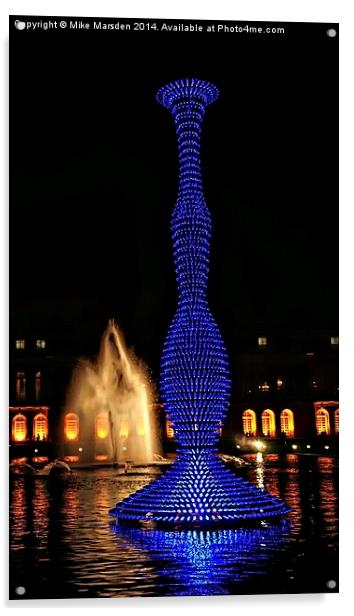 Blue Glass Bottle Sculpture Acrylic by Mike Marsden