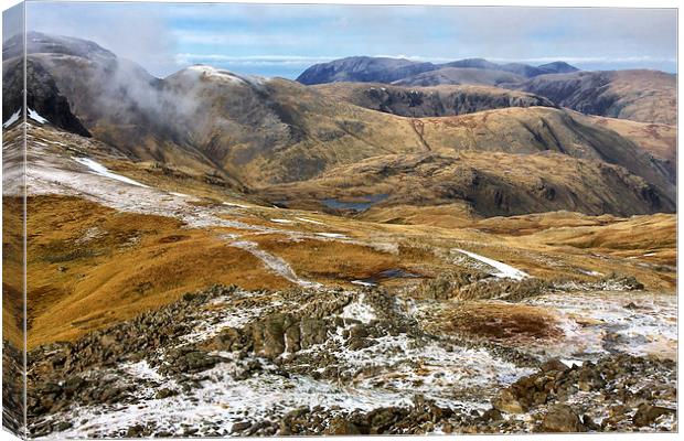  Bowfell from Esk Pike Canvas Print by Gary Kenyon