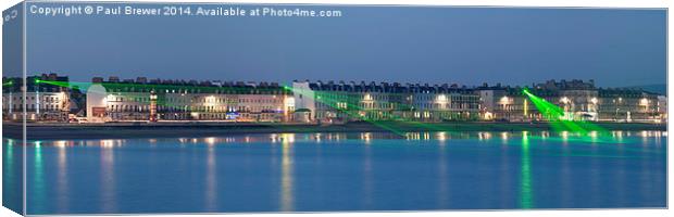  Weymouth Sea front at night in winter Canvas Print by Paul Brewer